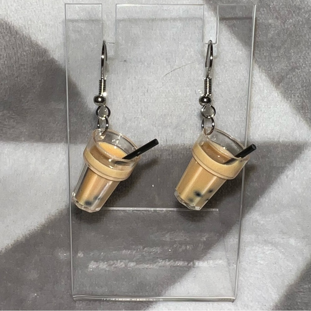 Boba Milk Tea Coffee Earrings Costume NWT